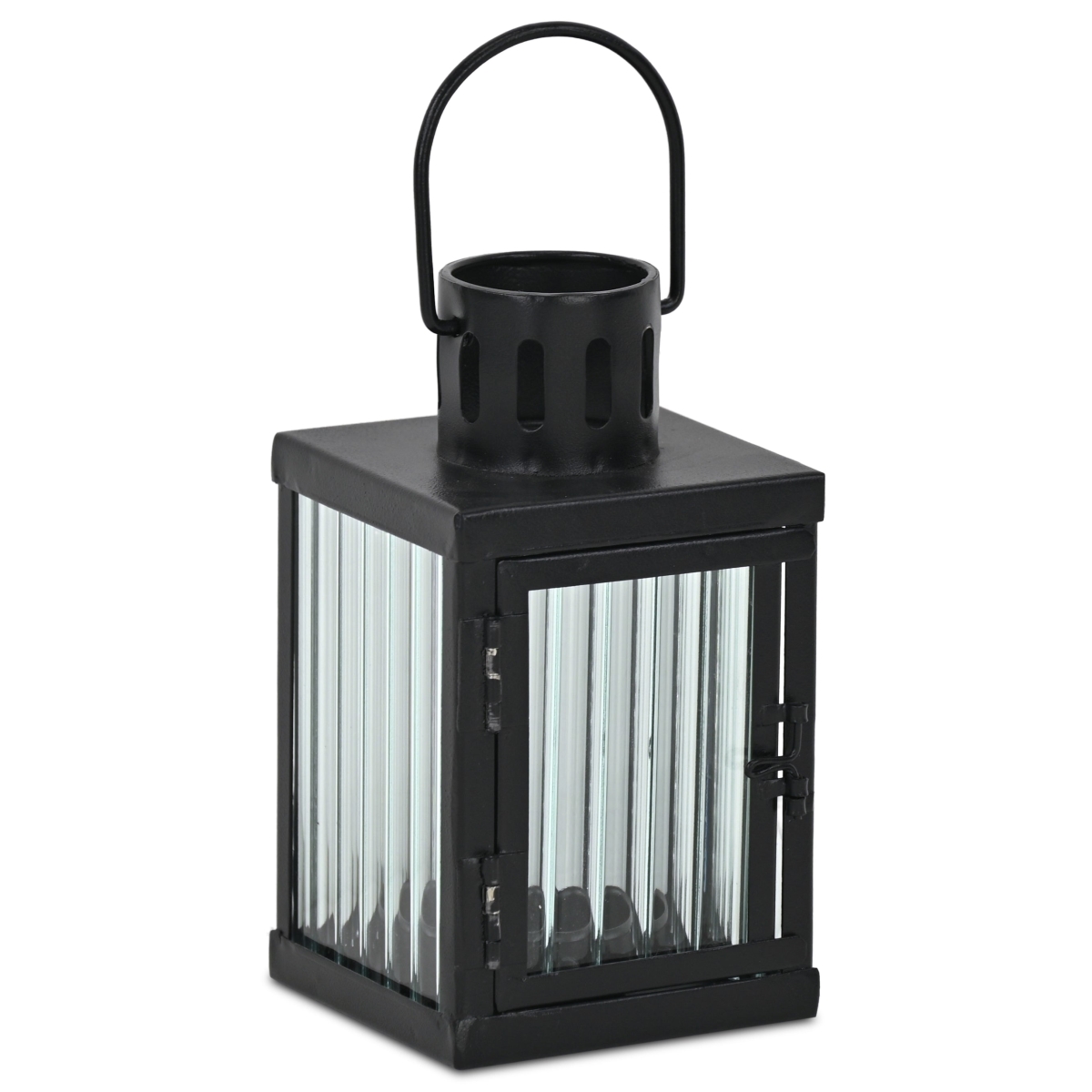 UPC 785853080651 product image for 6224BK Marzanna 6.75&' Fluted Glass & Metal Lantern | upcitemdb.com