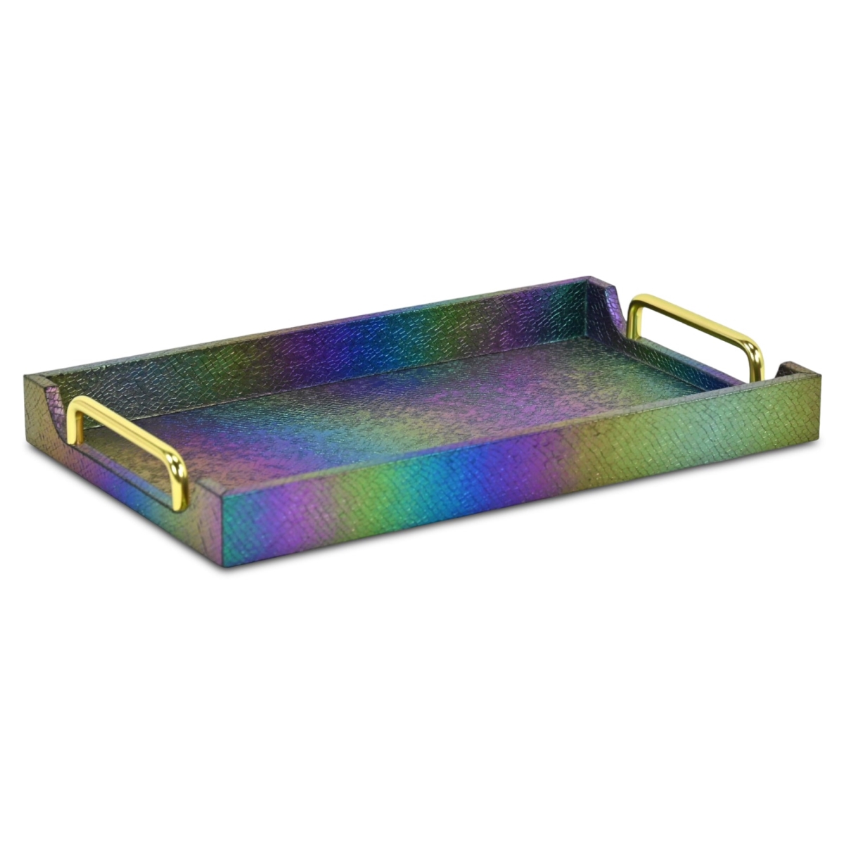 UPC 785853080026 product image for 6183RNB Nimue Seascale Pattern Iridescent Tray with Gold Hardware | upcitemdb.com