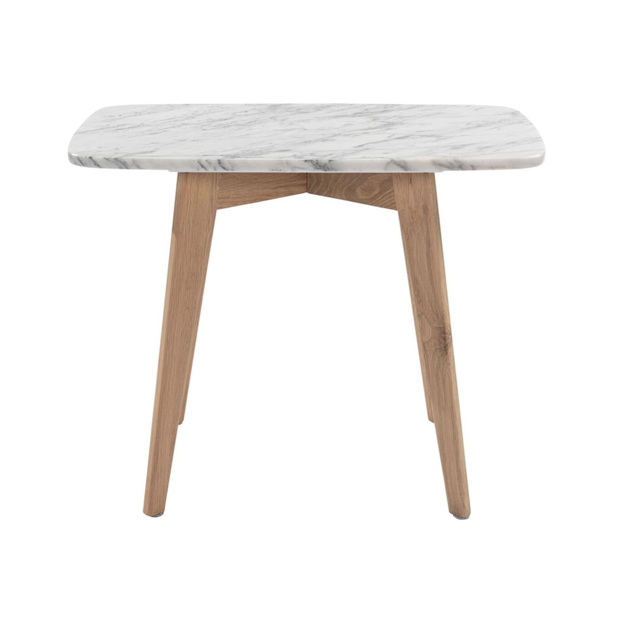 Tbc-4064-pt1913-wht 12 X 21 In. Cima Rectangular Italian Carrara White Marble Table With Oak Legs