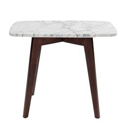 Tbc-4064-pt1813-wht 12 X 21 In. Cima Rectangular Italian Carrara White Marble Table With Walnut Legs