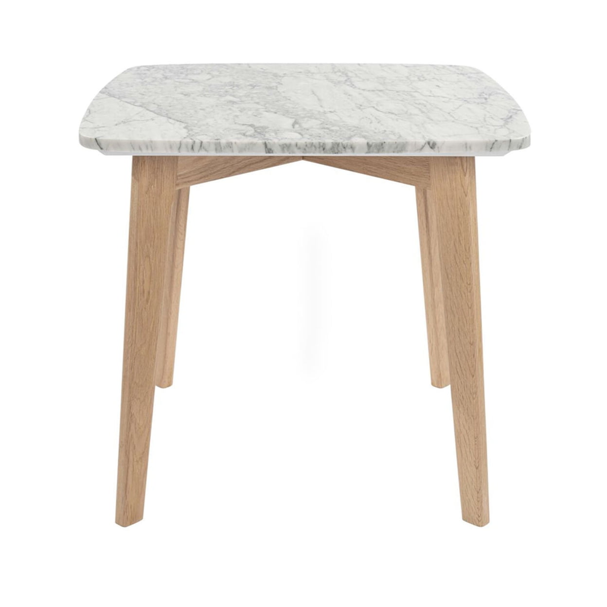 Tbc-4064-pt1915-wht 19.5 In. Gavia Square Italian Carrara White Marble Side Table With Oak Legs