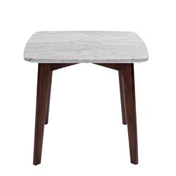 Tbc-4064-pt1815-wht 19.5 In. Gavia Square Italian Carrara White Marble Side Table With Walnut Legs