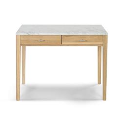 Tbc-4062-pt1932-wht 36 In. Meno Rectangular Italian Carrara White Marble Console Table With Oak Leg