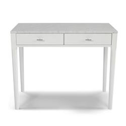 Tbc-4062-pt1732-wht 36 In. Meno Rectangular Italian Carrara White Marble Console Table With White Leg