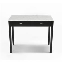 Tbc-4062-pt1632-wht 36 In. Meno Rectangular Italian Carrara White Marble Console Table With Black Leg