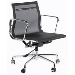The Mid-century Mesh Executive Office Chair, Chrome, Black - 31.89-34.25 In.
