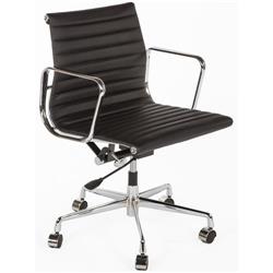 Fzc1022blk The Mid-century Genuine Leather Executive Office Chair, Chrome, Black
