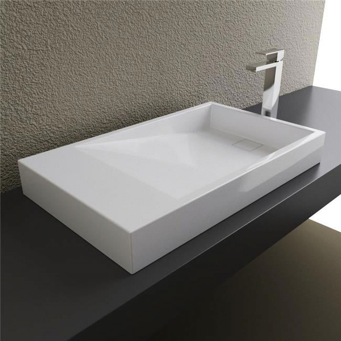 St-30184 Solid Surface Above Counter Bathroom Sink, White