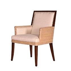 C403-010 Wicker Burlap Arm Chair - Chocolate Fabric
