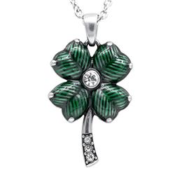 Cn171 Four Leaf Clover With Swarovski Crystals Necklace