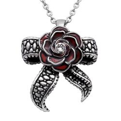 Cn177 Rose With Tentacle Bow Necklace