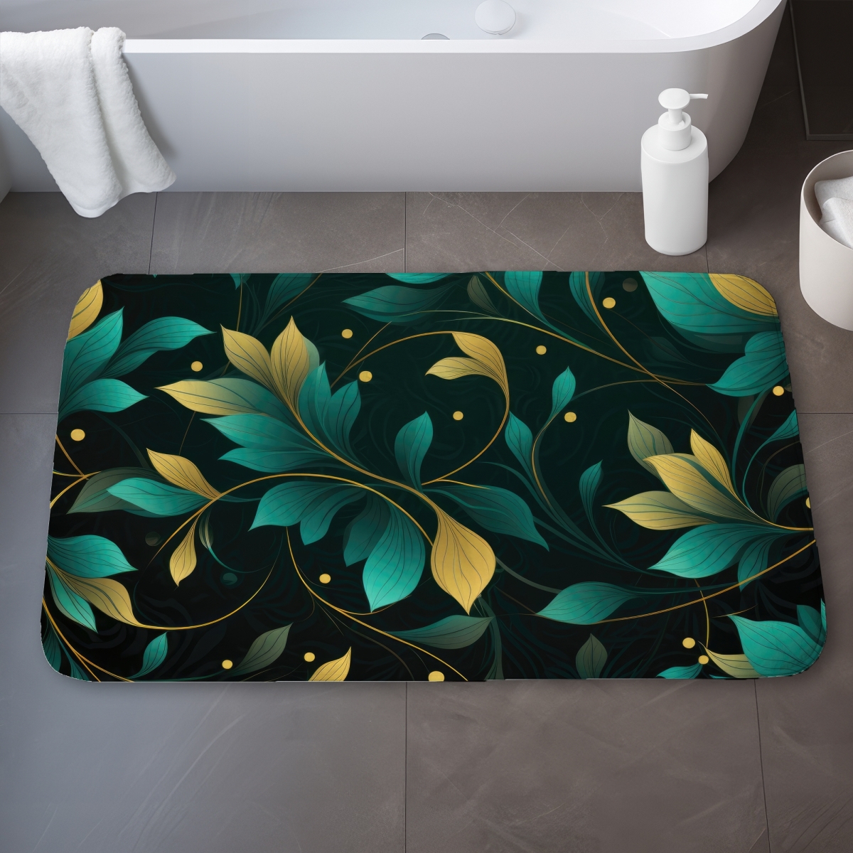 C1BM2134EDC0D0 21 x 34 in. Twirling Twigs Green Bath Mat - Stylish Home Decor Accent
