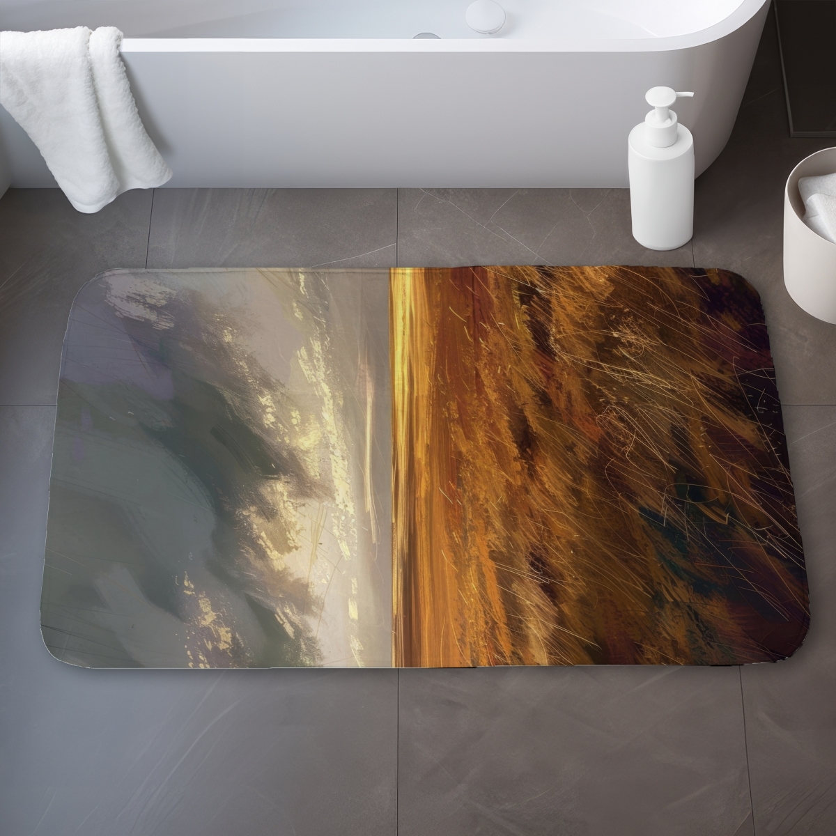 C1BM2134QJKHCJ 21 x 34 in. Before the Storm - Orange Bath Mat for Home Decor - Cozy Style