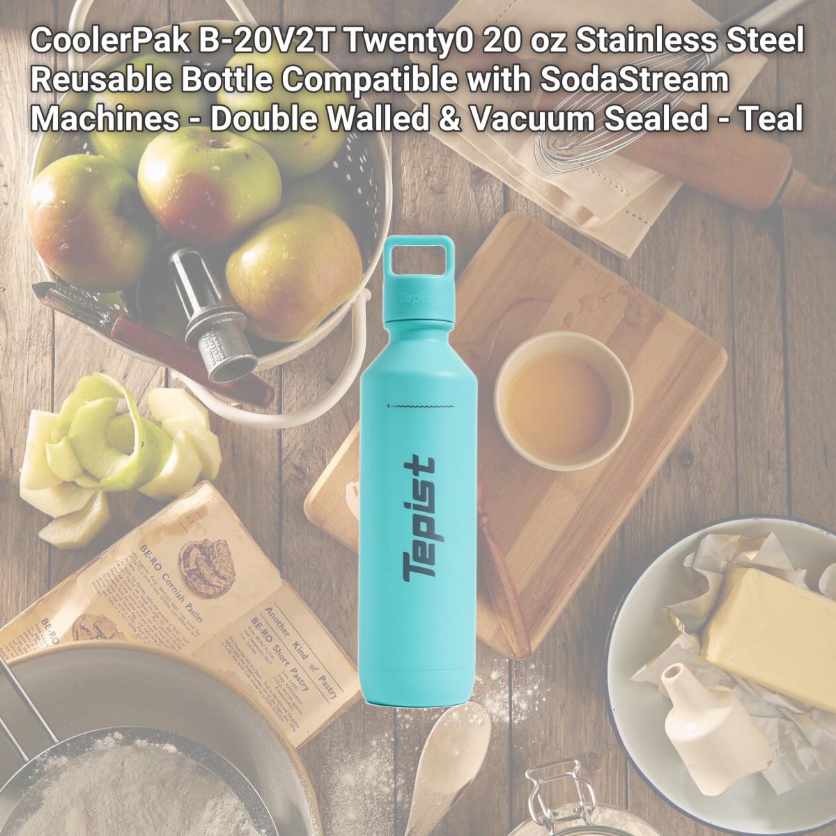 Picture of CoolerPak B-20V2T Twenty0 20 oz Stainless Steel Reusable Bottle Compatible with SodaStream Machines - Double Walled & Vacuum Sealed - Teal