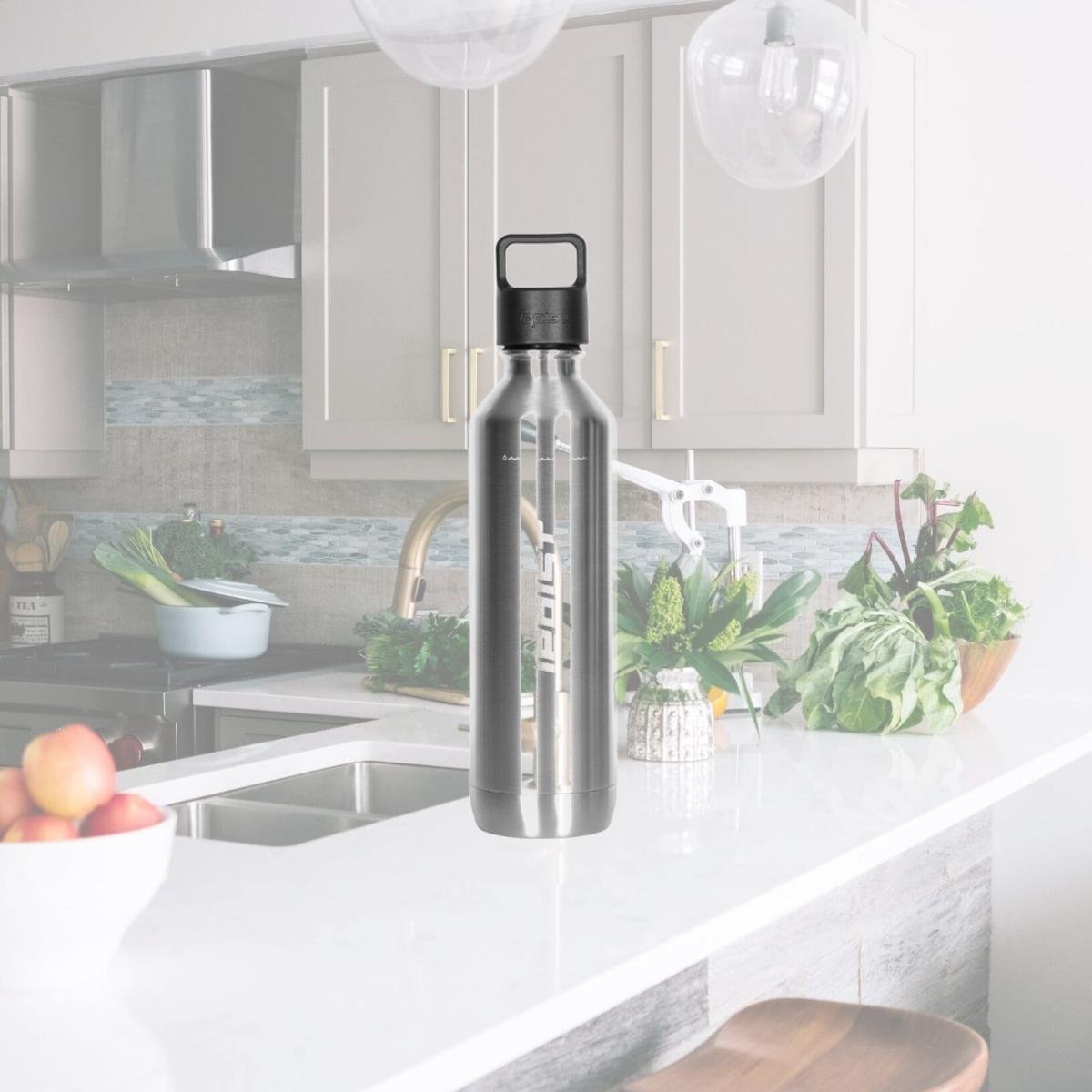 Picture of CoolerPak B-20V1S Twenty0 20 oz Stainless Steel Reusable Bottle Compatible with SodaStream Machines - Double Walled & Vacuum Sealed - Silver