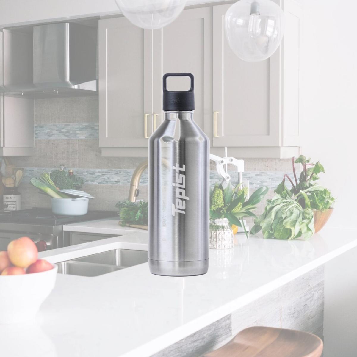 Picture of CoolerPak B-30V3S Thirty0 30 oz Stainless Steel Reusable Bottle Compatible with SodaStream Machines - Double Walled & Vacuum Sealed - Silver