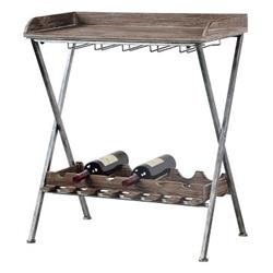 41122 28.5 X 14 X 32 In. Calistoga Wine Rack With Grey Highlights, Aged Wooden
