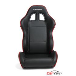 Auto CPA1031PBK-R Synthetic Leather with Red Accent Piping Universal Racing Seats - Black
