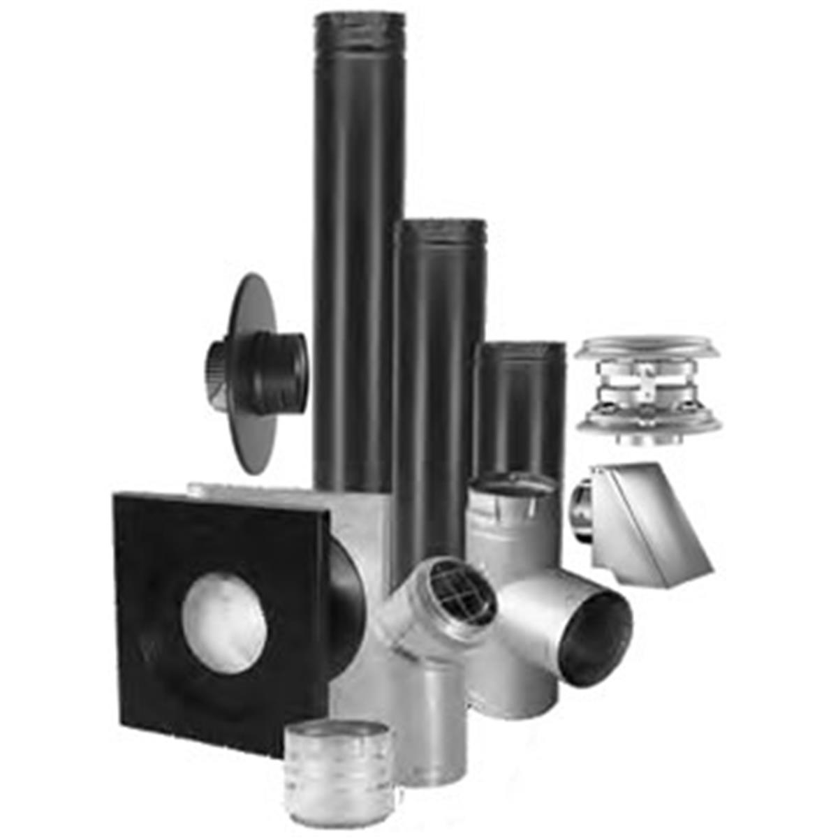 115035 3 X 18 In. Pelletvent Pro Pipe With Stainless Steel Inner Black Outer Adjustment - 3-16 In.