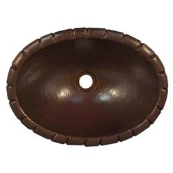 Cos-17-rp-db Copper Oval Bath Sink With Rope Lip, Dark Brown - 5.5 X 12.5 X 17 In.