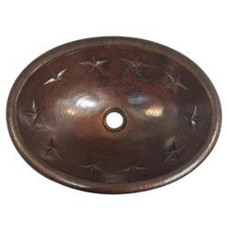 Cos-st-17-fl-db Copper Oval Bath Sink, Dark Brown - Star Design - 5.5 X 12.5 X 17 In.