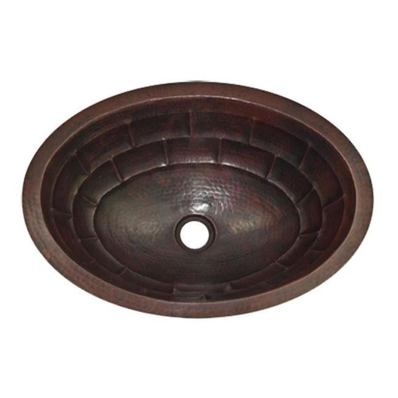 Cos-ts-17-fl-db Copper Oval Bath Sink, Dark Brown - Turtle Shell Design - 5.5 X 12.5 X 17 In.