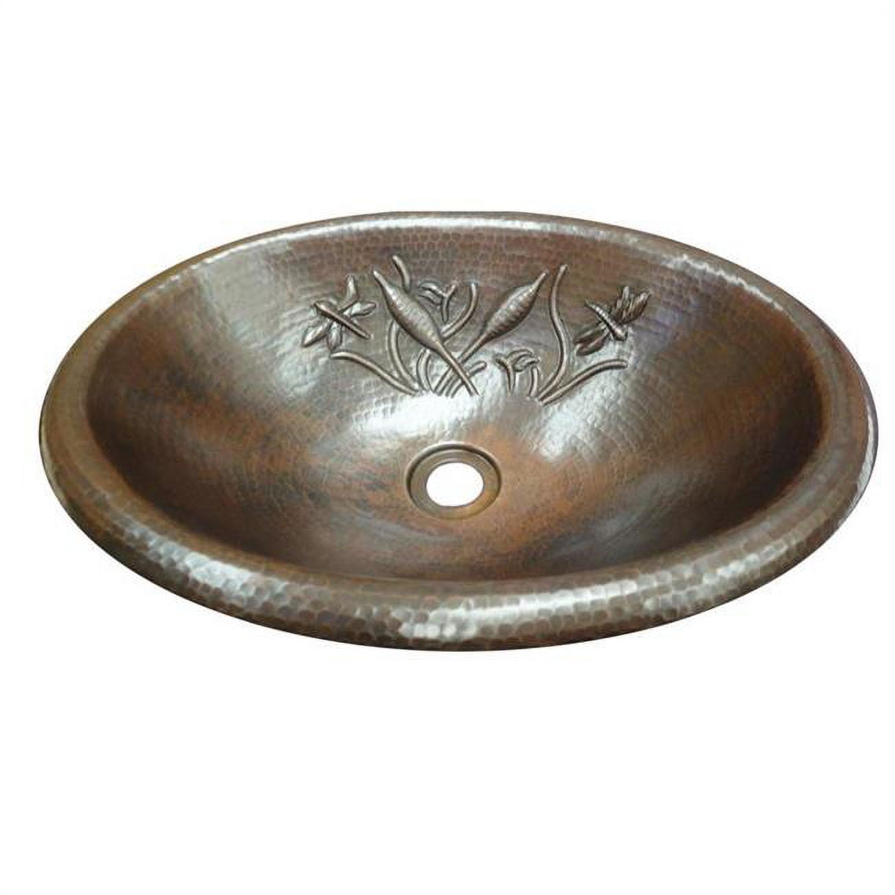 Cos-d-19-rl-br Copper Oval Bath Sink With Design, Bright - 6 X 14 X 19 In.