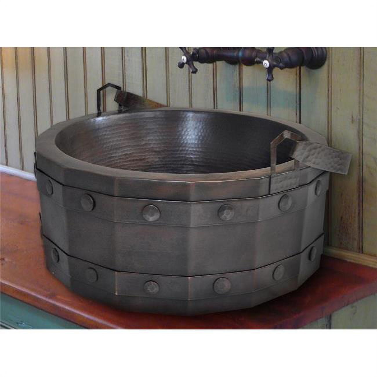 Crvs-bk-17-db Copper Round Vessel Sink, Dark Brown - Bucket Design - 7 X 17 X 17 In.