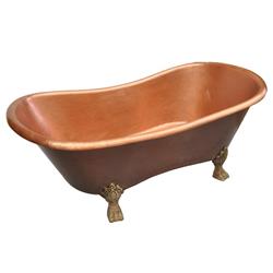 Cbt-at-66-br Copper Bath Tub Antique Design, Bright - Medium - 32 X 32 X 66 In.