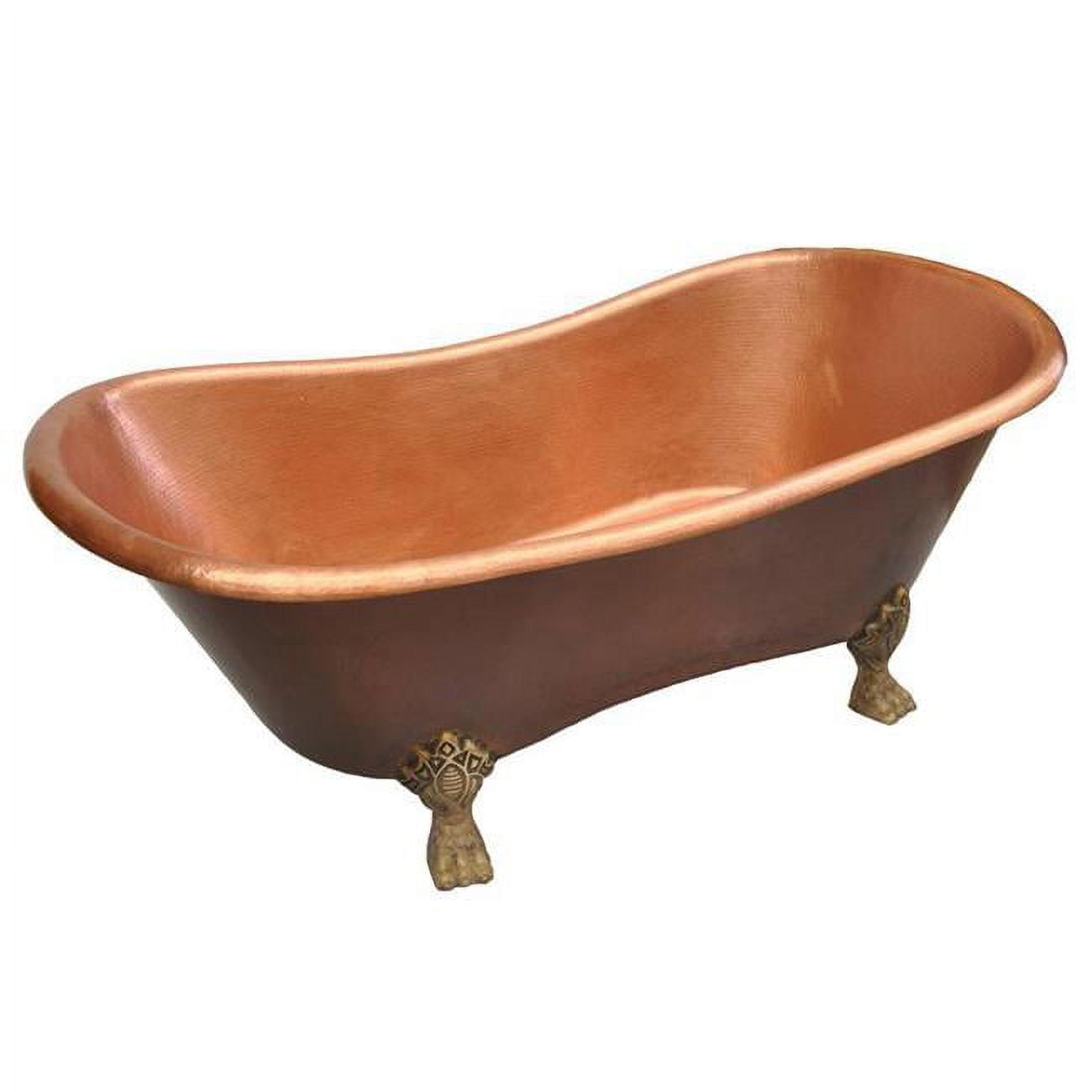 Cbt-at-66-dl Copper Bath Tub Antique Design, Dark Light - Medium - 32 X 32 X 66 In.