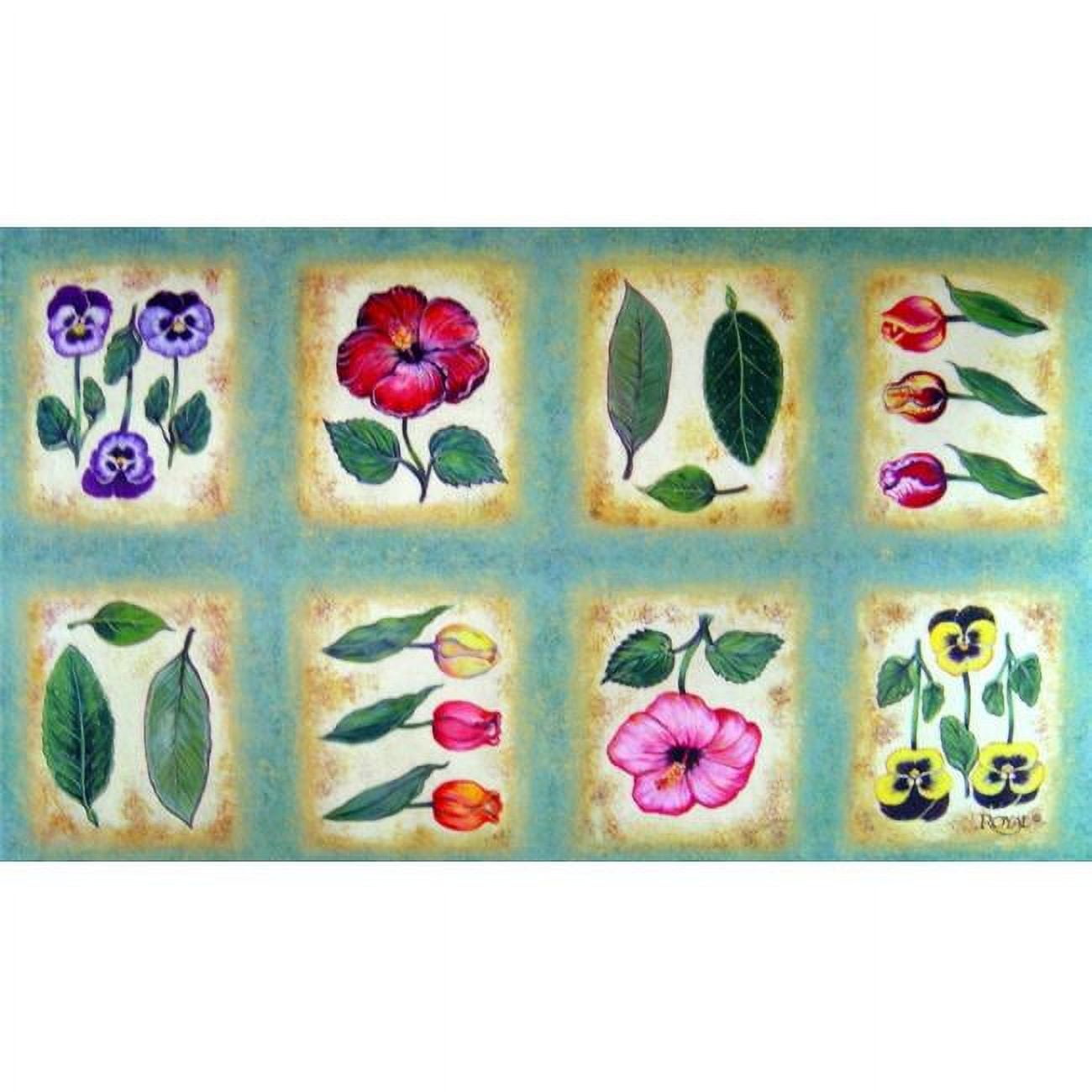 Cpr005 Botanica Flower Tiles Doormat Rug, Green - 18 X 30 In.
