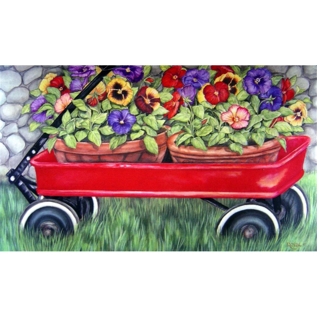 Cpr031 Little Red Wagon Doormat Rug, White - 18 X 30 In.
