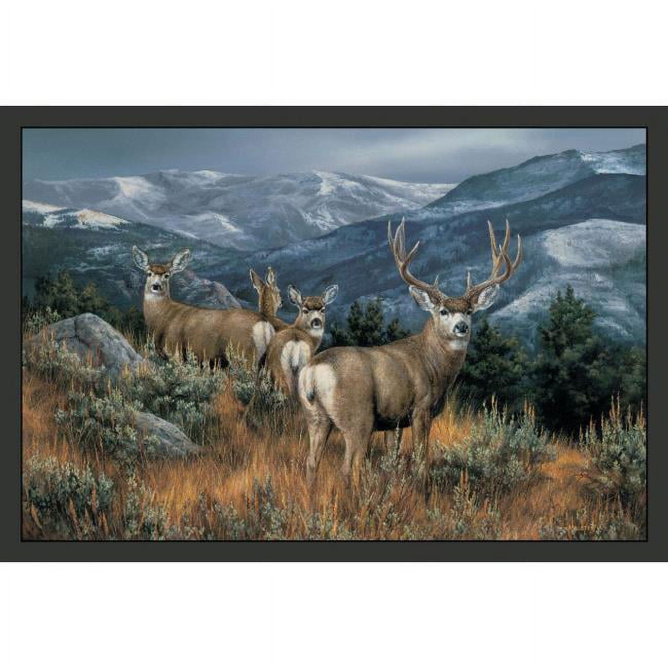 Cpr066 Lastglance Mule Deer Size 18 X 26 In. Doormat Rug - Blue, Brown, Brown & Tan