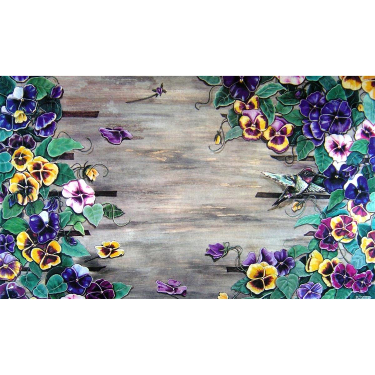Cpr046 Weatherwood Pansy 18 X 30 In. Doormat Rug - Blue, Gold & Yellow, Yellow