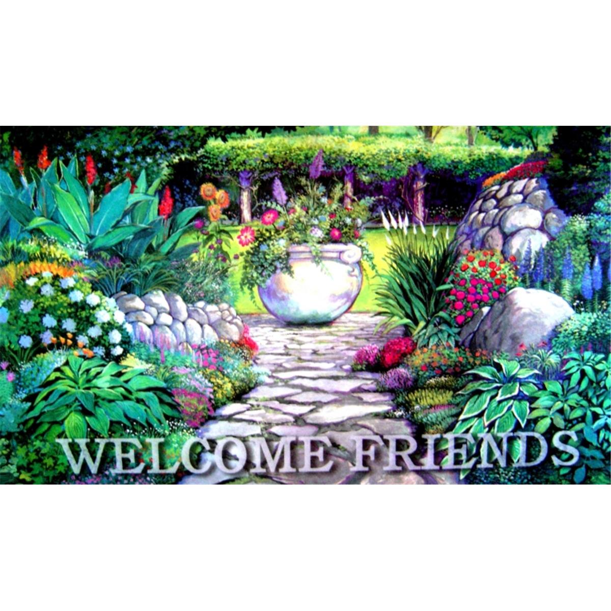 Awv087 Welcome Garden Gate 18 X 30 In. Doormat Rug - Blue & Green