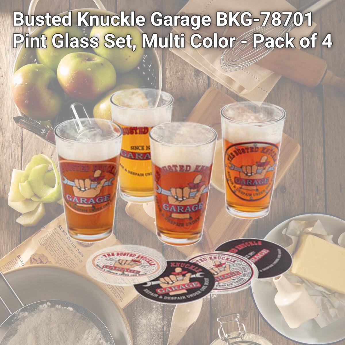 Picture of Busted Knuckle Garage BKG-78701 Pint Glass Set, Multi Color - Pack of 4