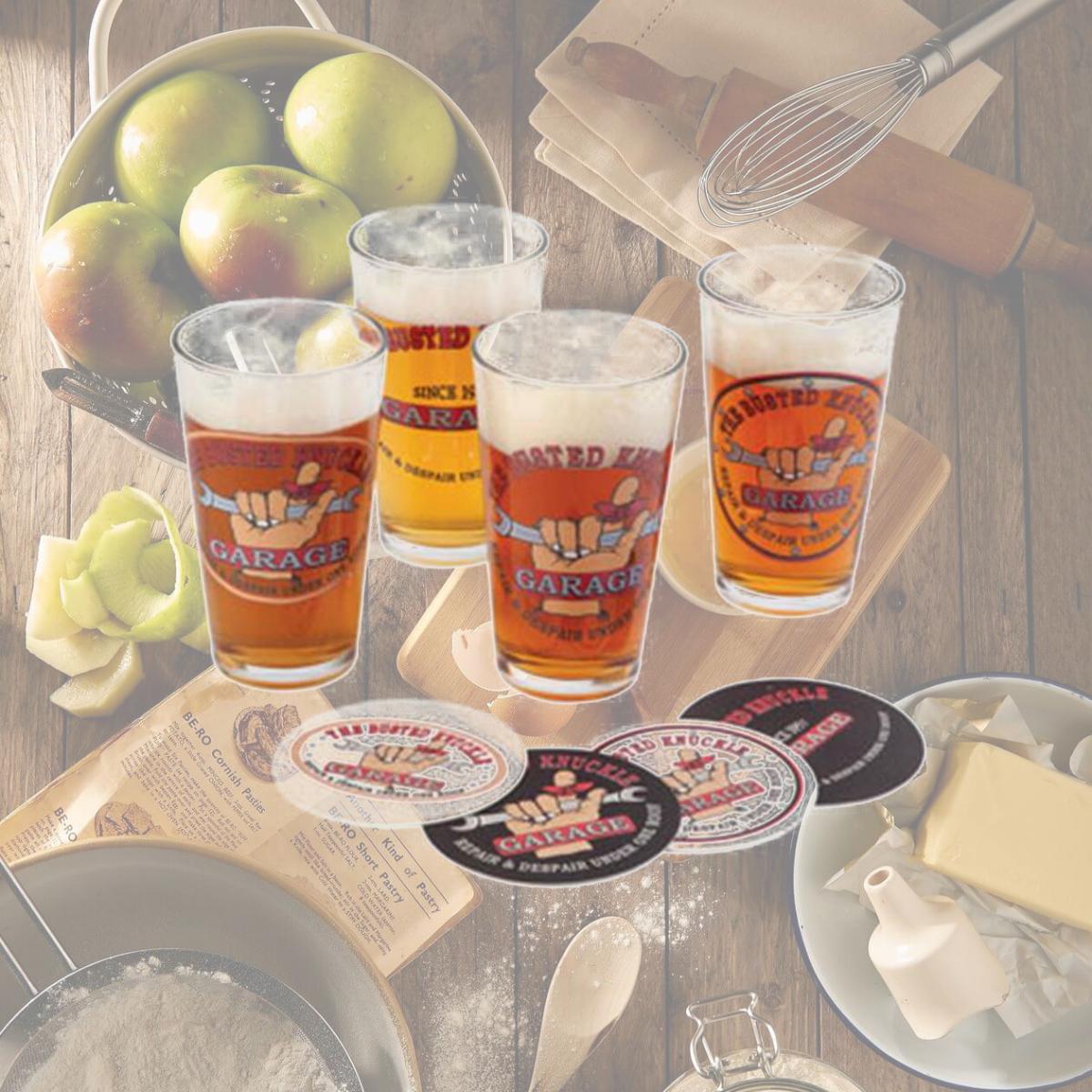 Picture of Busted Knuckle Garage BKG-78701 Pint Glass Set, Multi Color - Pack of 4