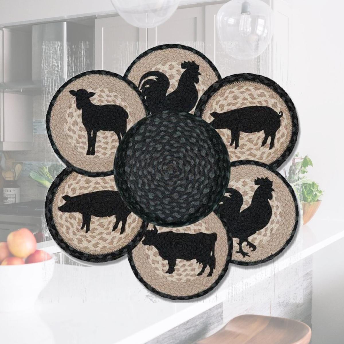 Picture of Capitol Importing 56-459BA 10 x 10 in. Barnyard Animals Trivet in a Basket