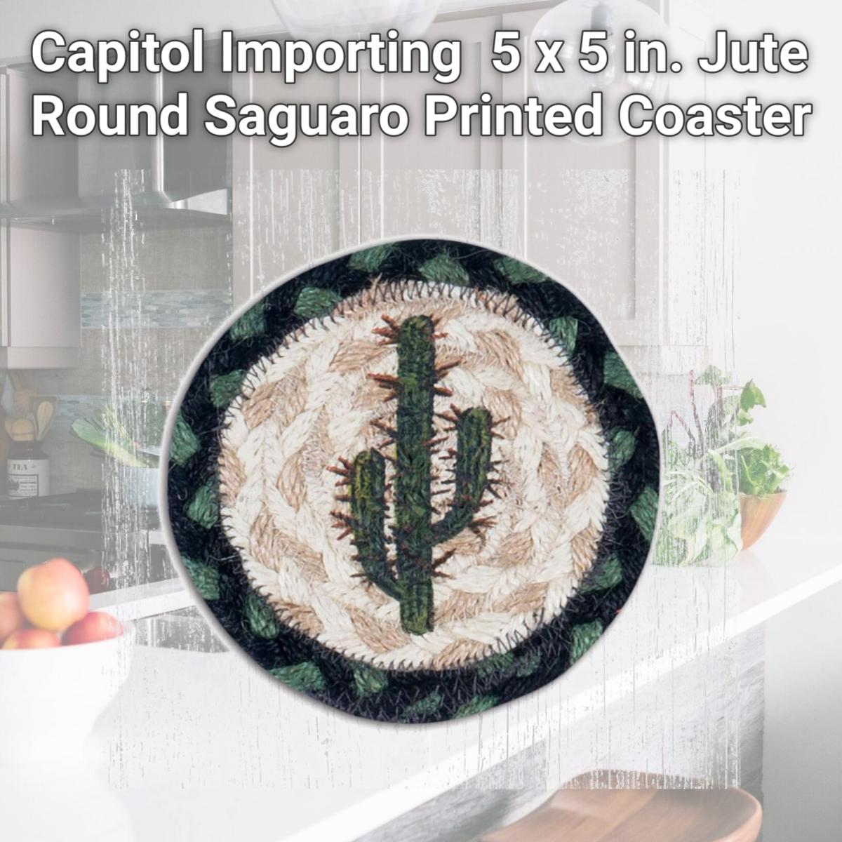 Picture of Capitol Importing 31-IC116SA 5 x 5 in. Jute Round Saguaro Printed Coaster