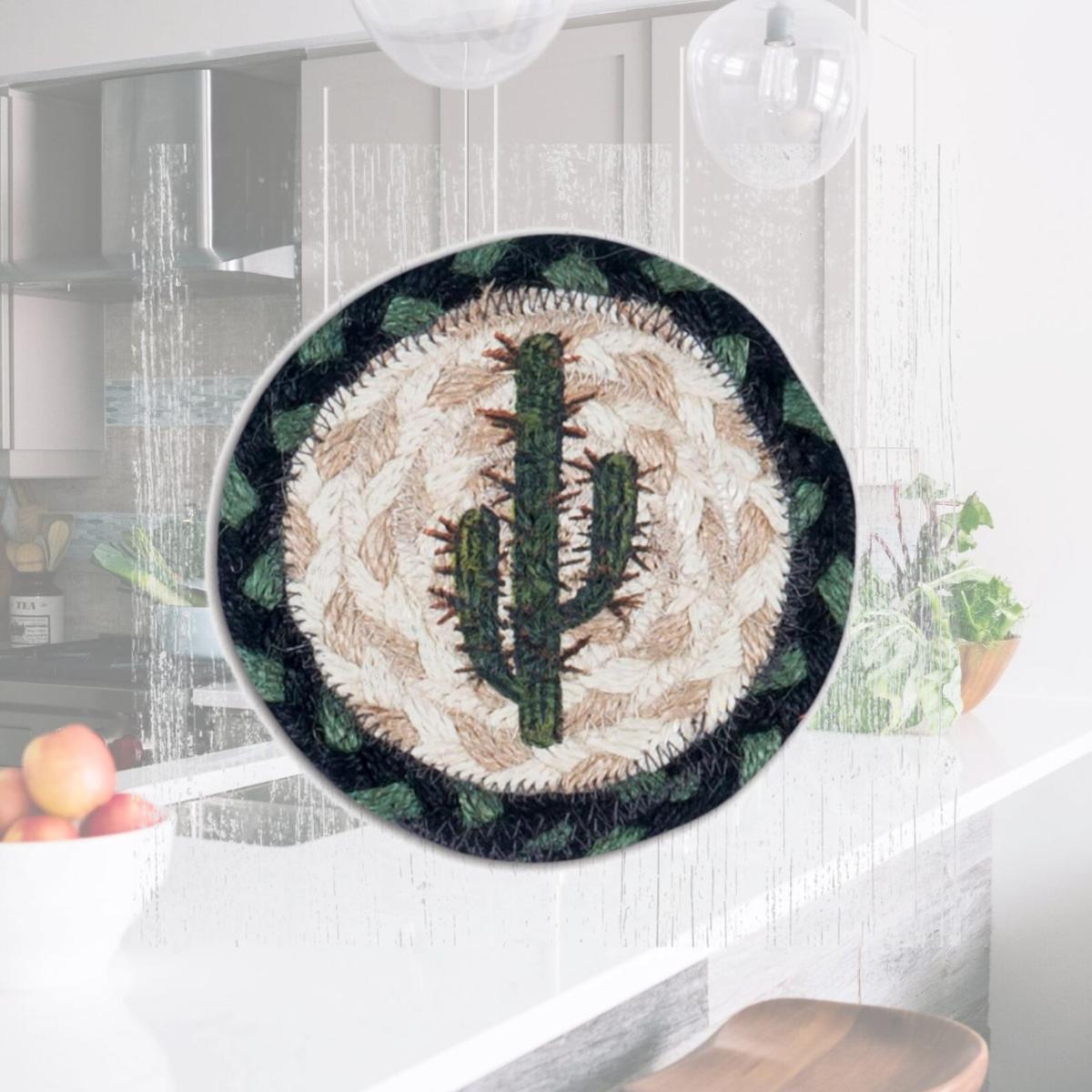 Picture of Capitol Importing 31-IC116SA 5 x 5 in. Jute Round Saguaro Printed Coaster