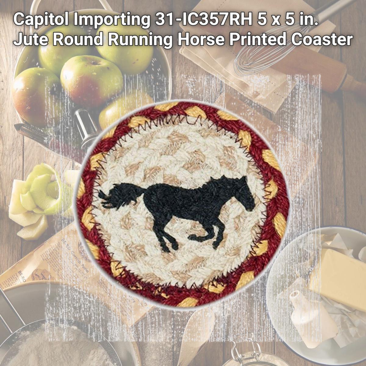 Picture of Capitol Importing 31-IC357RH 5 x 5 in. Jute Round Running Horse Printed Coaster