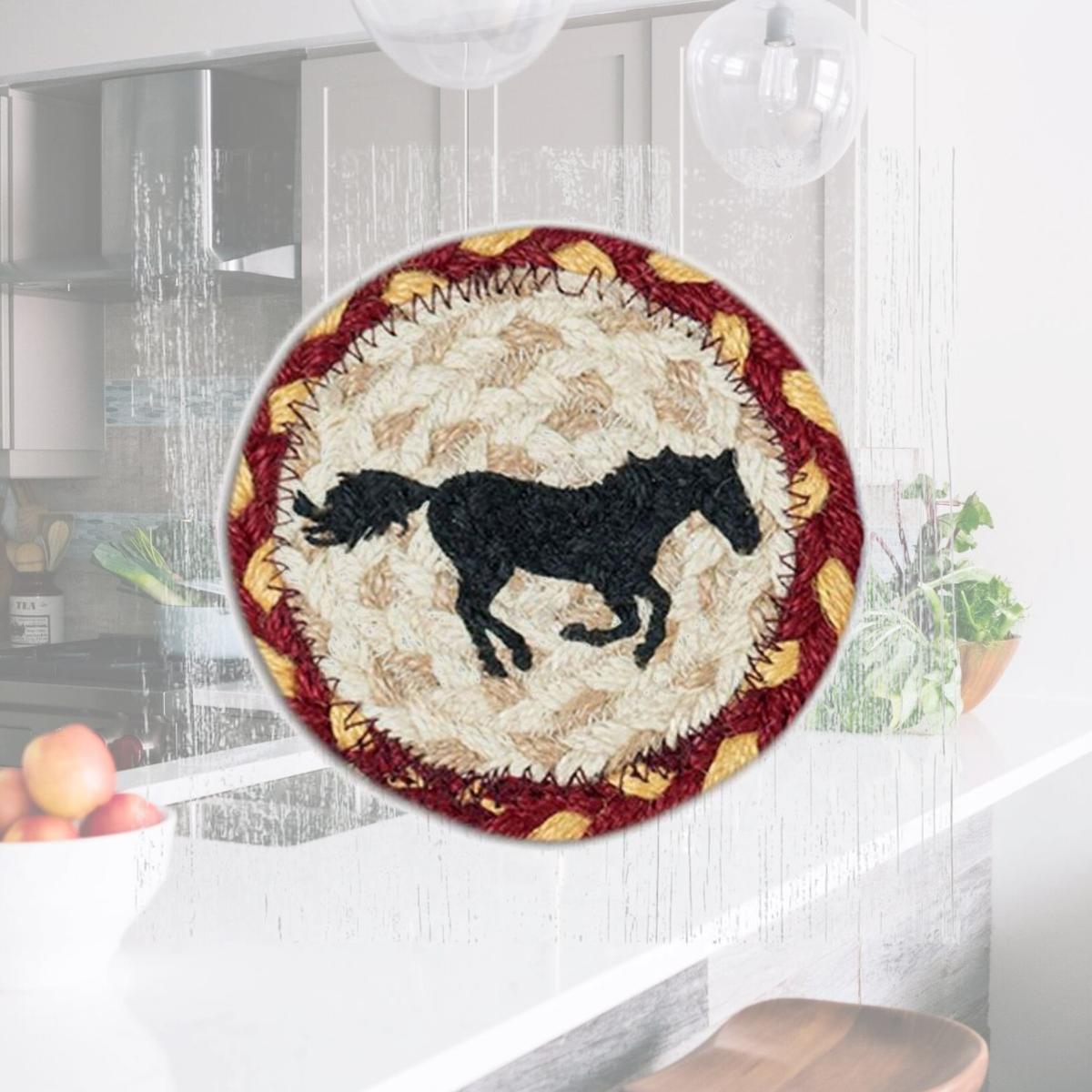 Picture of Capitol Importing 31-IC357RH 5 x 5 in. Jute Round Running Horse Printed Coaster