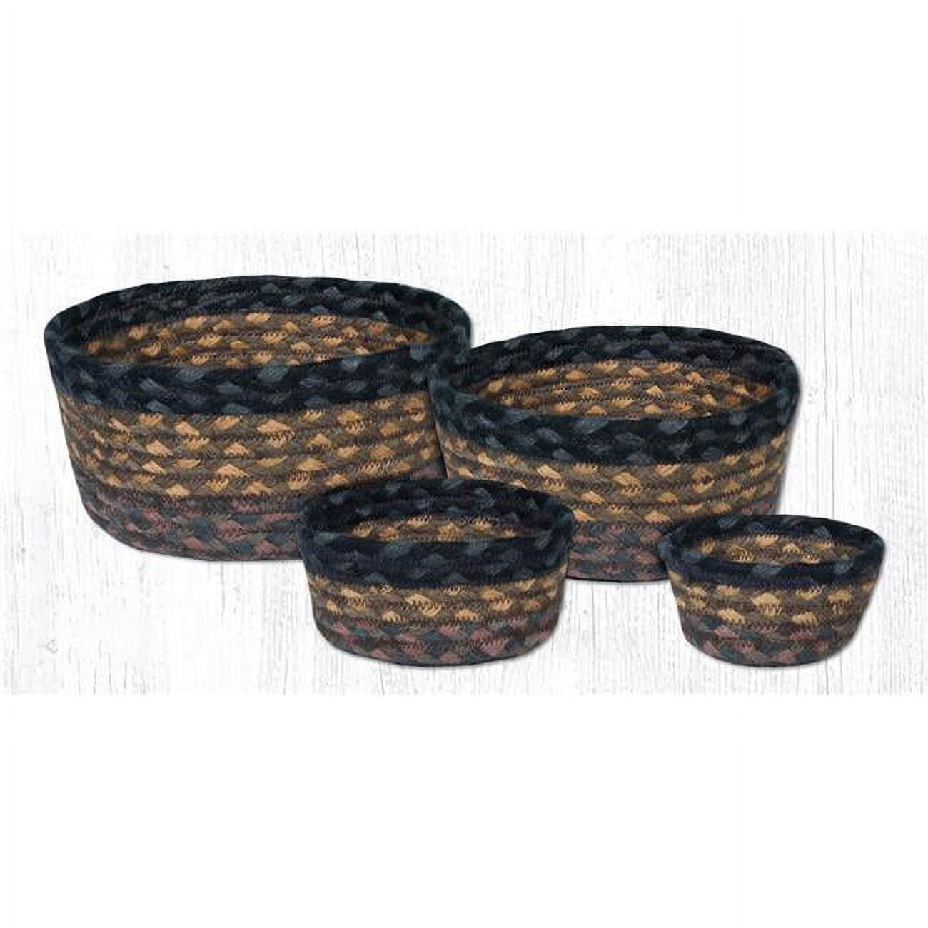 Capitol Importing 36-cb099 Jute Round Casserole Baskets - Brown, Black & Charcoal, Set Of 4