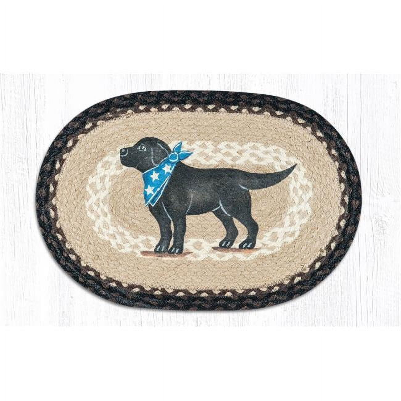 Capitol Importing 48-313bl 13 X 19 In. Jute Oval Black Lab Placemat