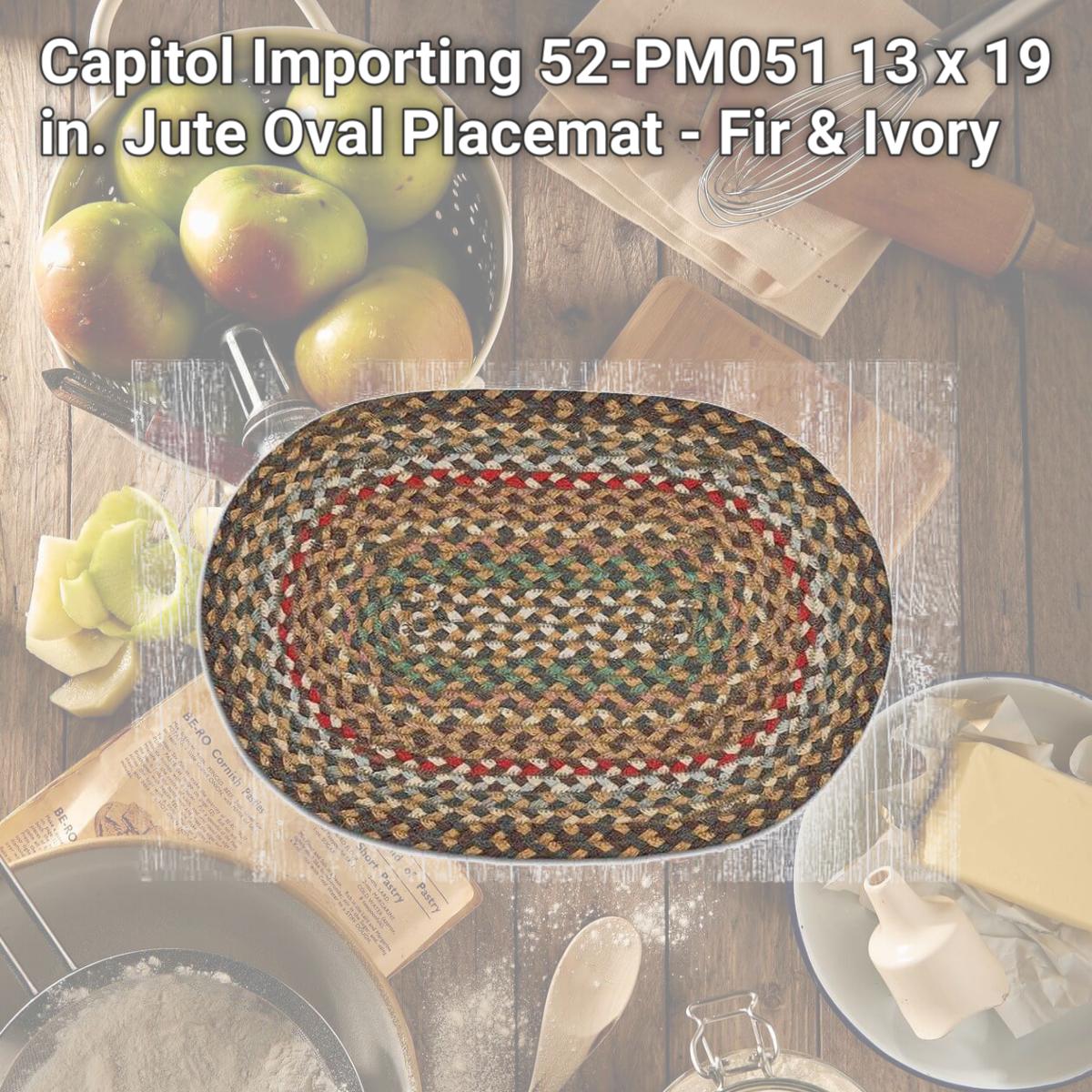 Picture of Capitol Importing 52-PM051 13 x 19 in. Jute Oval Placemat - Fir & Ivory