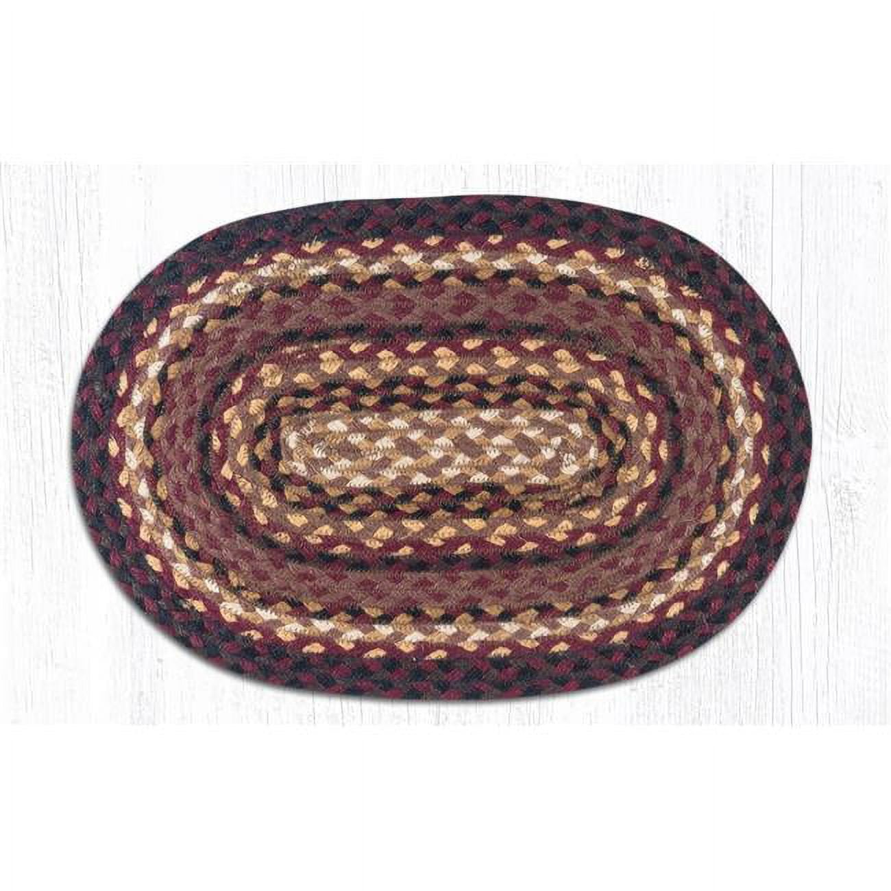 Capitol Importing 52-pm371 13 X 19 In. Jute Oval Placemat - Black Cherry, Chocolate & Cream