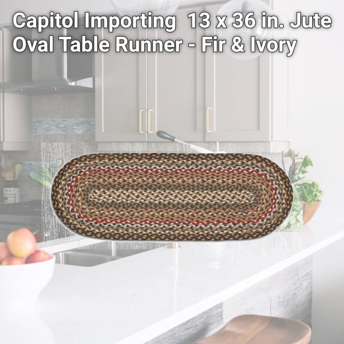 Picture of Capitol Importing 52-TR051 13 x 36 in. Jute Oval Table Runner - Fir & Ivory