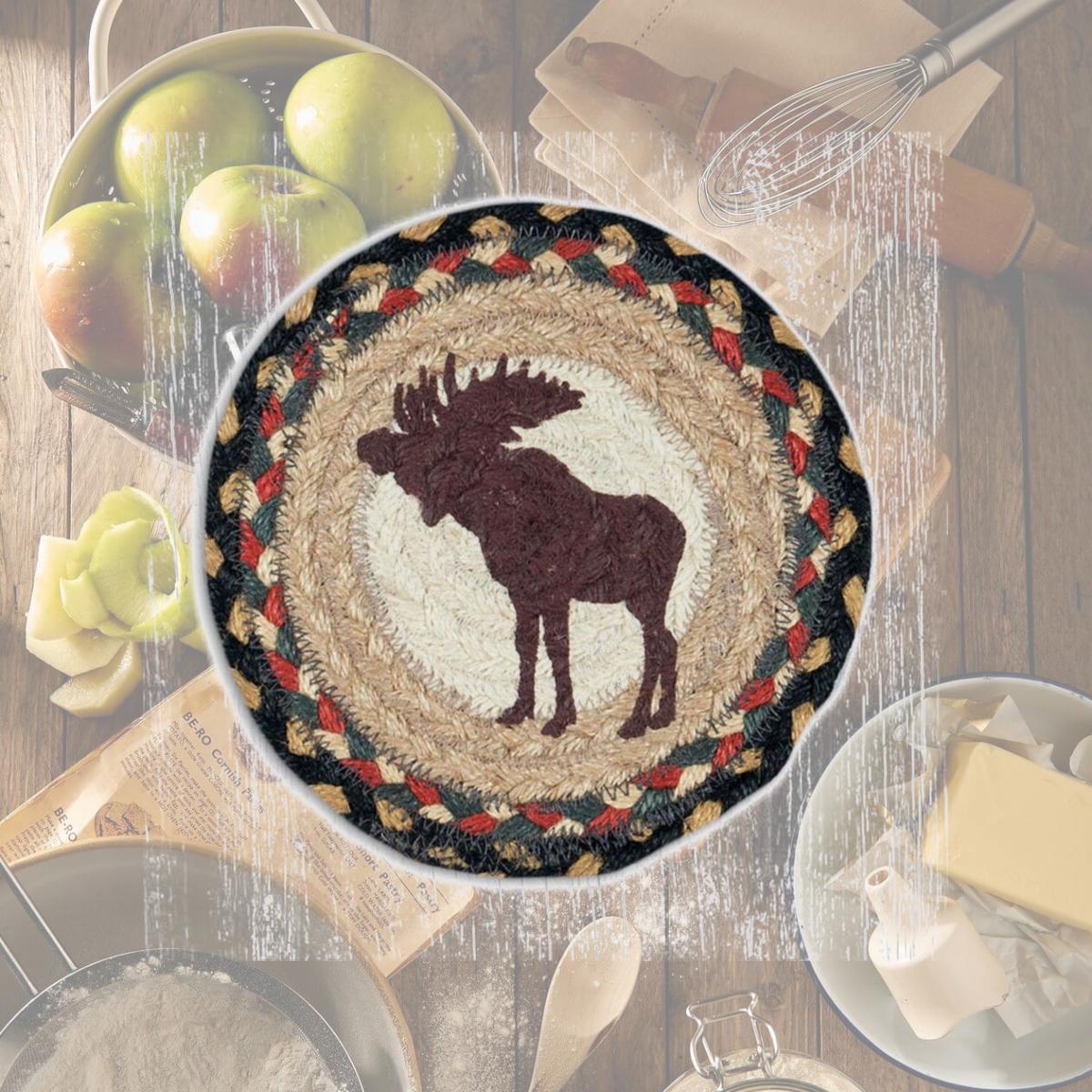 Picture of Capitol Importing 79-043BM 7 in. Jute Round Bull Moose Large Coaster