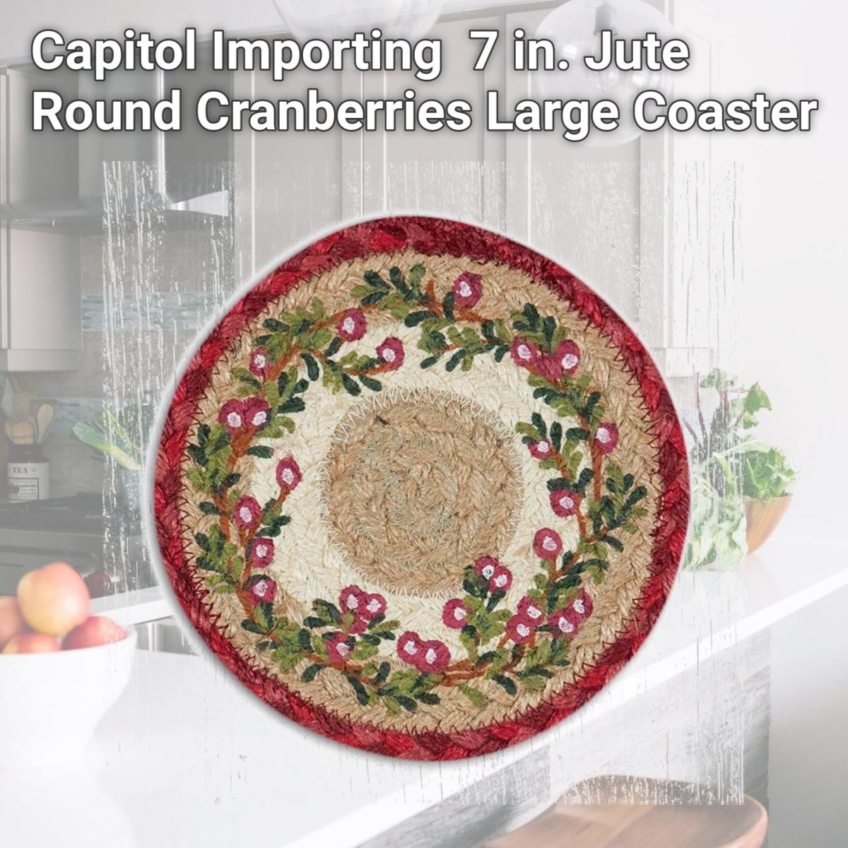 Picture of Capitol Importing 79-390C 7 in. Jute Round Cranberries Large Coaster