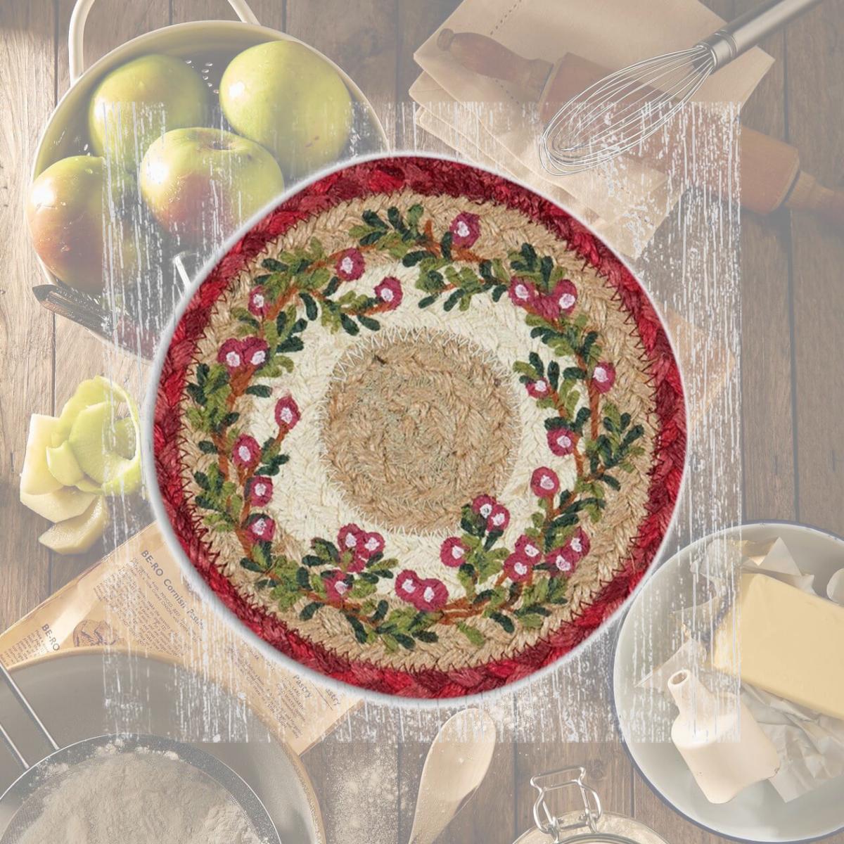 Picture of Capitol Importing 79-390C 7 in. Jute Round Cranberries Large Coaster